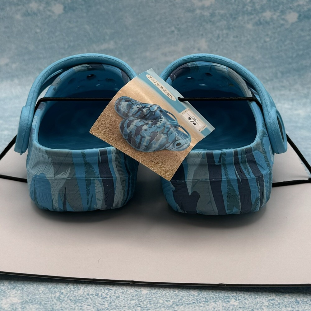 TODDLER Unisex 5/6-Blue Camo Summer Clogs Shoes- Beach/ Splash Pad/ Pool - Picture 3 of 5